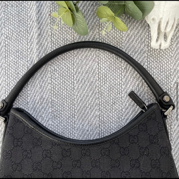 Gucci Black Denim Monogram Abby Shoulder Bag - Picture 3 of 16